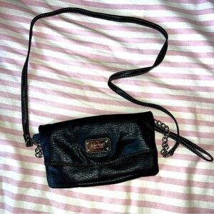 Black Leather Nine West Wallet Purse with Long Strap